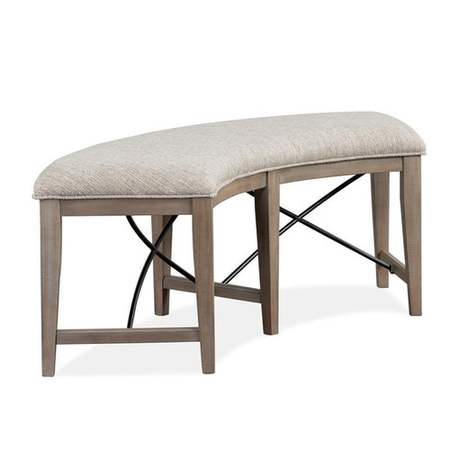 Magnussen Home Paxton Place Dovetail Grey Baja Fog Upholstered Curved Bench
