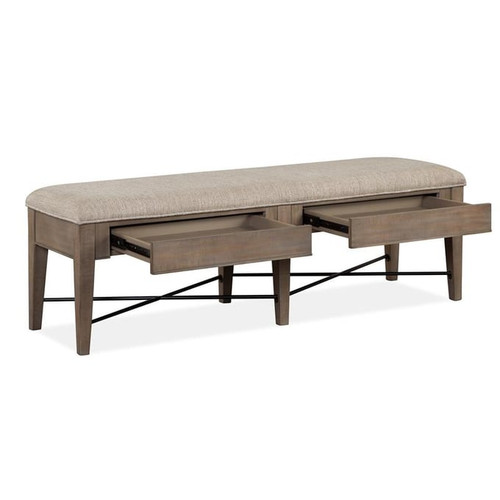 Magnussen Home Paxton Place Dovetail Grey Baja Fog Upholstered Bench