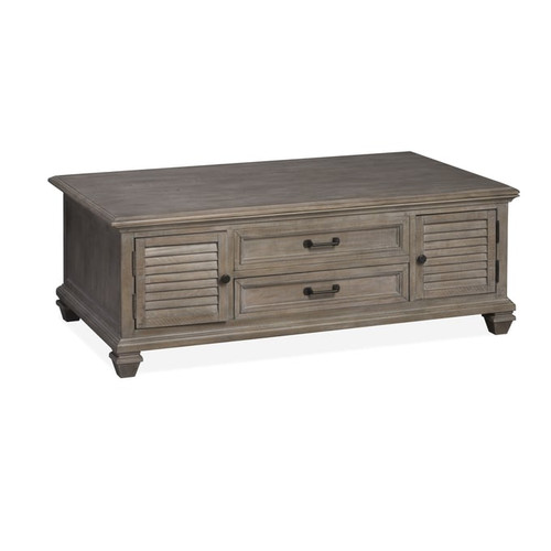 Magnussen Home Lancaster Dovetail Grey Lift Top Storage Cocktail Table