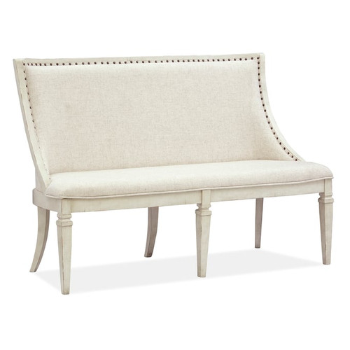 Magnussen Home Newport Wood Bench with Upholstered Seat and Back