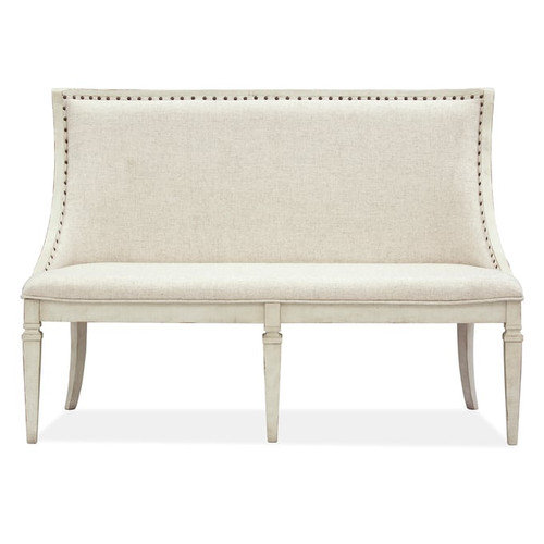 Magnussen Home Newport Wood Bench with Upholstered Seat and Back