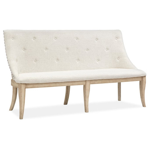 Magnussen Home Harlow Wood Dining Bench with Upholstered Seat and Back