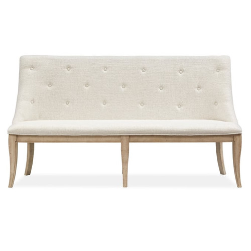 Magnussen Home Harlow Wood Dining Bench with Upholstered Seat and Back
