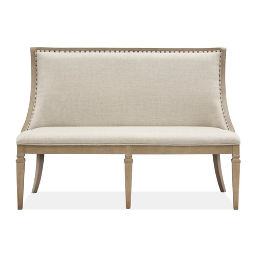 Magnussen Home Lancaster Wood Bench with Upholstered Seat and Back