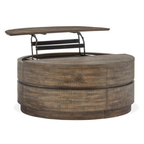 Magnussen Home Baisden Wood Round Lift Top Cocktail Table with Casters