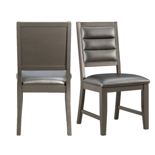 2 Picket House Aria Gray PU Standard Height Side Chairs