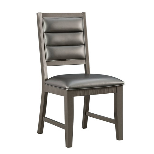 2 Picket House Aria Gray PU Standard Height Side Chairs