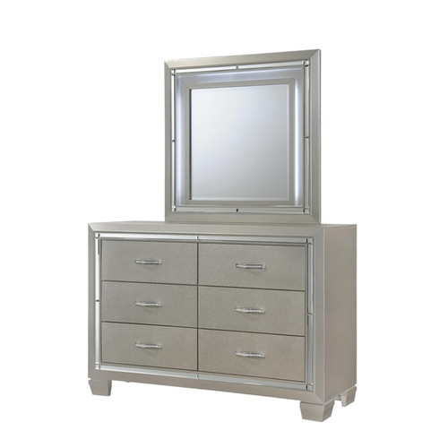 Picket House Glamour Youth Champagne Dresser and Mirror with Led Light Set