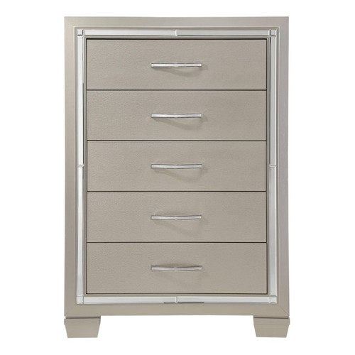Picket House Glamour Champagne Wood 5 Drawers Chest