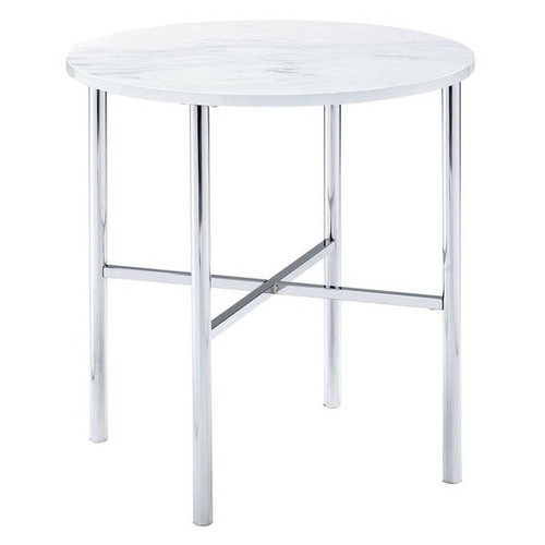 Picket House Zara Chrome Metal Marble 3pc Occasional Table Set