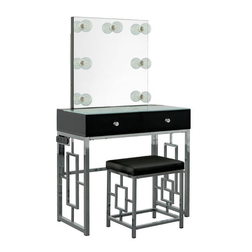 Picket House Paulette Chrome Black Vanity Set