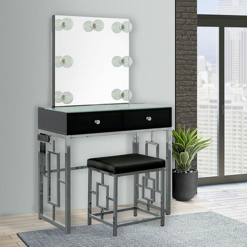 Picket House Paulette Chrome Black Vanity Set