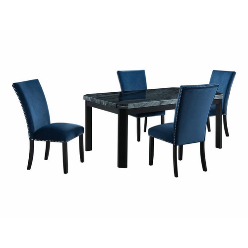 Picket House Celine Grey Blue Velvet 5pc Dining Set