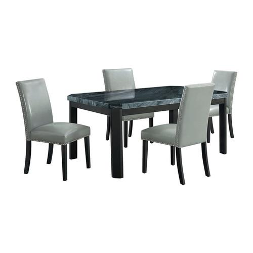 Picket House Celine Grey Faux Leather Marble 5pc Dining Set