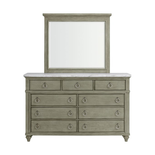 Picket House Bessie Grey White Marble Dresser and Mirror