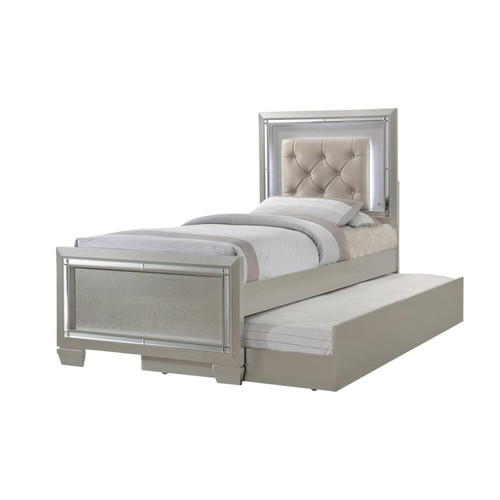 Picket House Glamour Youth Champagne 2pc Bedroom Set with Twin Trundle Platform Bed