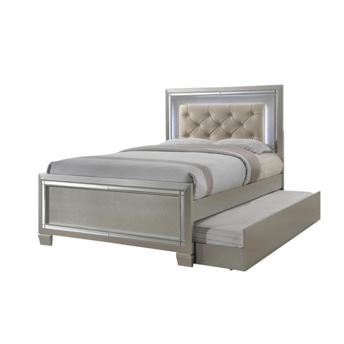 Picket House Glamour Youth Champagne 2pc Bedroom Set with Full Trundle Platform Bed