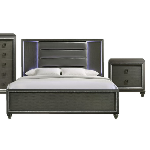 Picket House Faris Grey Wood 2pc Bedroom Set With King Panel Bed