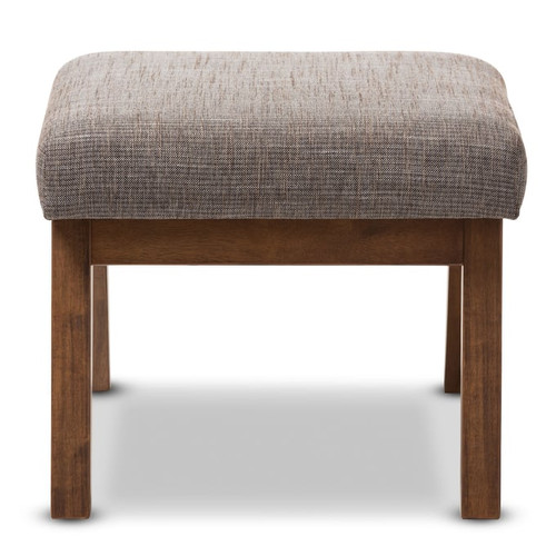 Baxton Studio Aberdeen Brown Gravel Fabric Ottoman