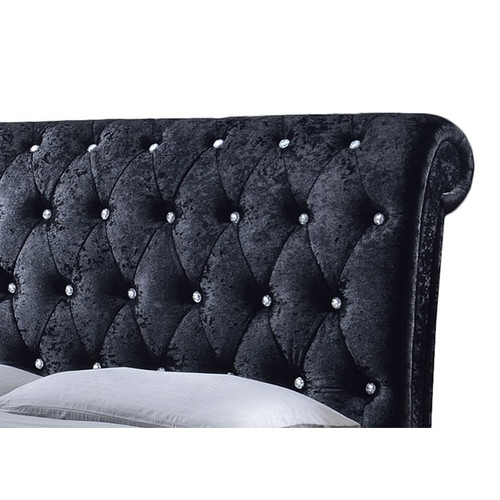 Baxton Studio Castello Black Velvet Upholstered Sleigh Platform Beds