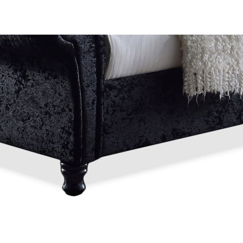 Baxton Studio Castello Black Velvet Upholstered Sleigh Platform Beds