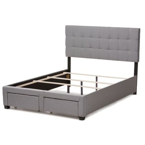 Baxton Studio Tibault Grey Fabric Upholstered Storage Queen Bed