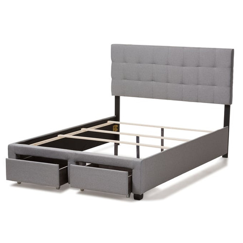 Baxton Studio Tibault Grey Fabric Upholstered Storage Queen Bed