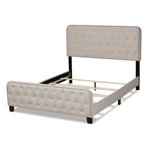 Baxton Studio Annalisa Beige Upholstered Button Tufted Panel Beds