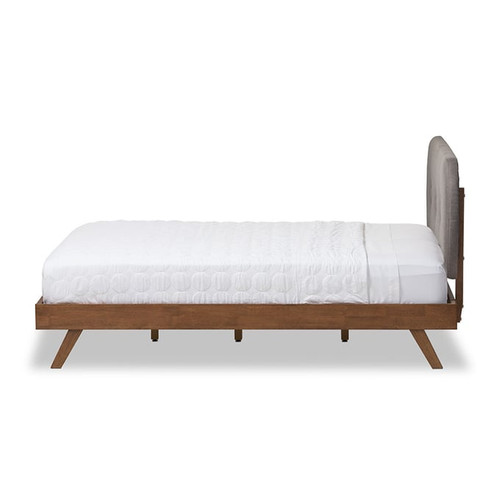 Baxton Studio Penelope Fabric Walnut Wood Platform Beds