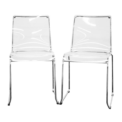 2 Baxton Studio Lino Clear Acrylic Transparent Dining Chairs