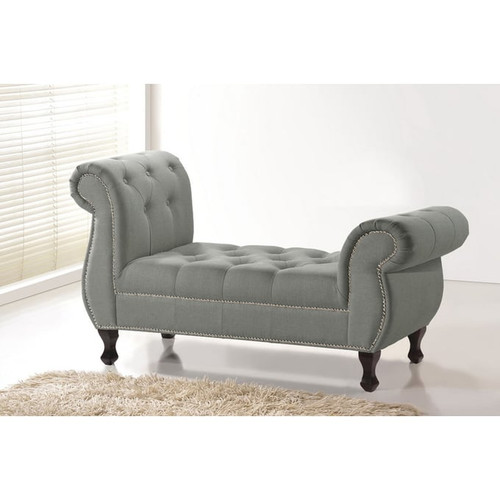 Baxton Studio Ipswich Grey Fabric Nailhead Bench