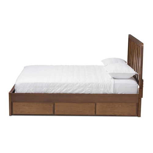 Baxton Studio Raurey Walnut Brown Wood Storage Platform Beds