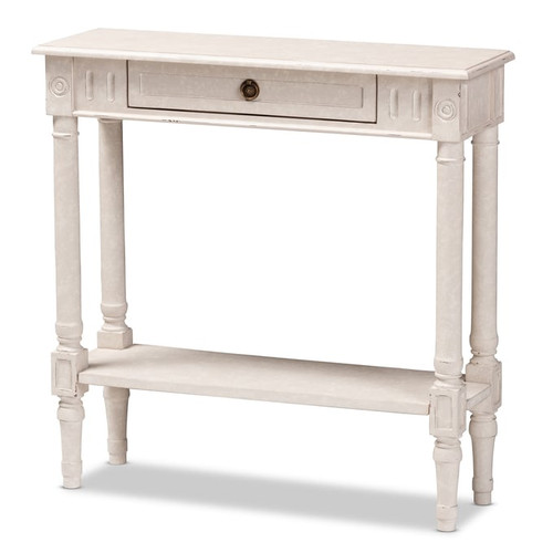 Baxton Studio Ariella Whitewashed Rectangle 1 Drawer Console Table