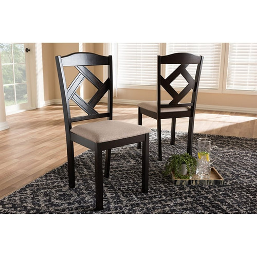 2 Baxton Studio Ruth Fabric Upholstered Dining Chairs