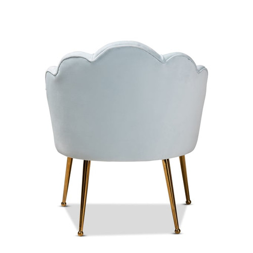 Baxton Studio Cinzia Velvet Seashell Shaped Accent Chairs