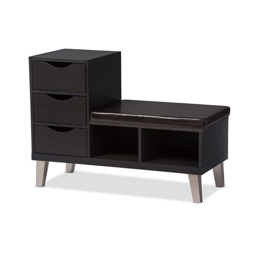 Baxton Studio Arielle 3 Drawers Shoe Storage Seating Benches