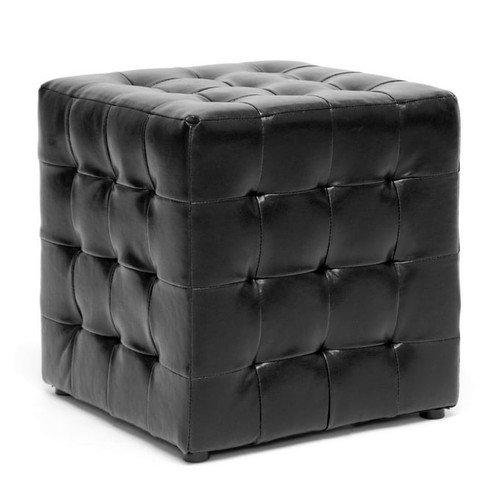 2 Baxton Studio Siskal Faux Leather Tufted Cube Ottomans