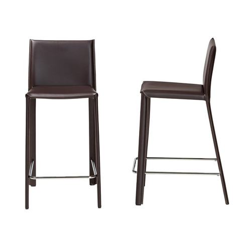 2 Baxton Studio Crawford Leather Counter Height Stools