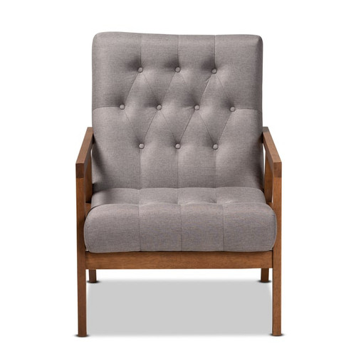 Baxton Studio Naeva Modern Grey Fabric Upholstered Armchair