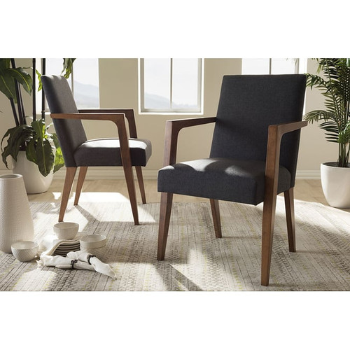 Baxton Studio Andrea Upholstered Wooden Armchairs