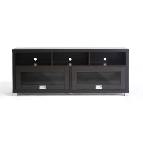 Baxton Studio Swindon Dark Brown Glass Doors TV Stand