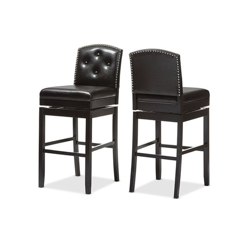 2 Baxton Studio Ginaro Faux Leather Upholstered Swivel Bar Stools