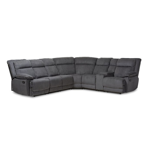 Baxton Studio Sabella Dark Grey Fabric 7pc Reclining Sectional