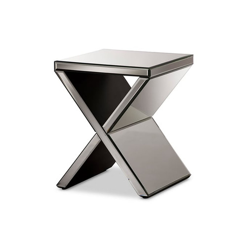 Baxton Studio Morris Silver Square Accent Side Table