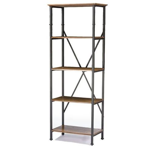 Baxton Studio Lancashire Brown Wood 5 Shelves Bookcase