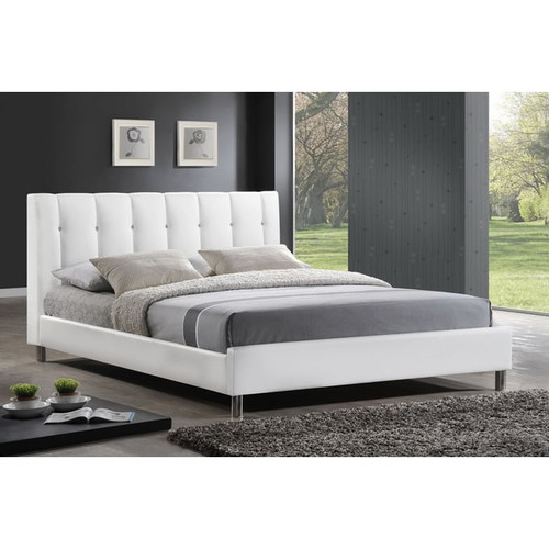 Baxton Studio Vin Faux Leather Bed with Upholstered Headboards