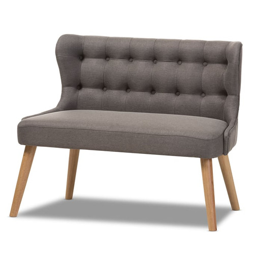 Baxton Studio Melody Grey Fabric 2 Seater Settee Bench
