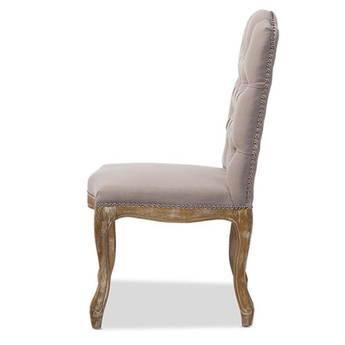 Baxton Studio Hudson Beige Fabric Upholstered Tufted Back Dining Chair