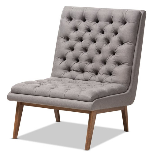 Baxton Studio Annetha Grey Fabric Upholstered Lounge Chair