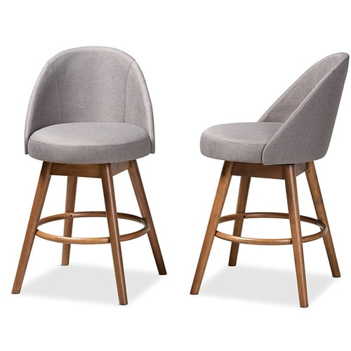 2 Baxton Studio Carra Fabric Upholstered Swivel Counter Stools